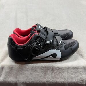 Peloton Cycling Shoes Men Size 40 Black Red Buckle Straps Spinning Workout Gym